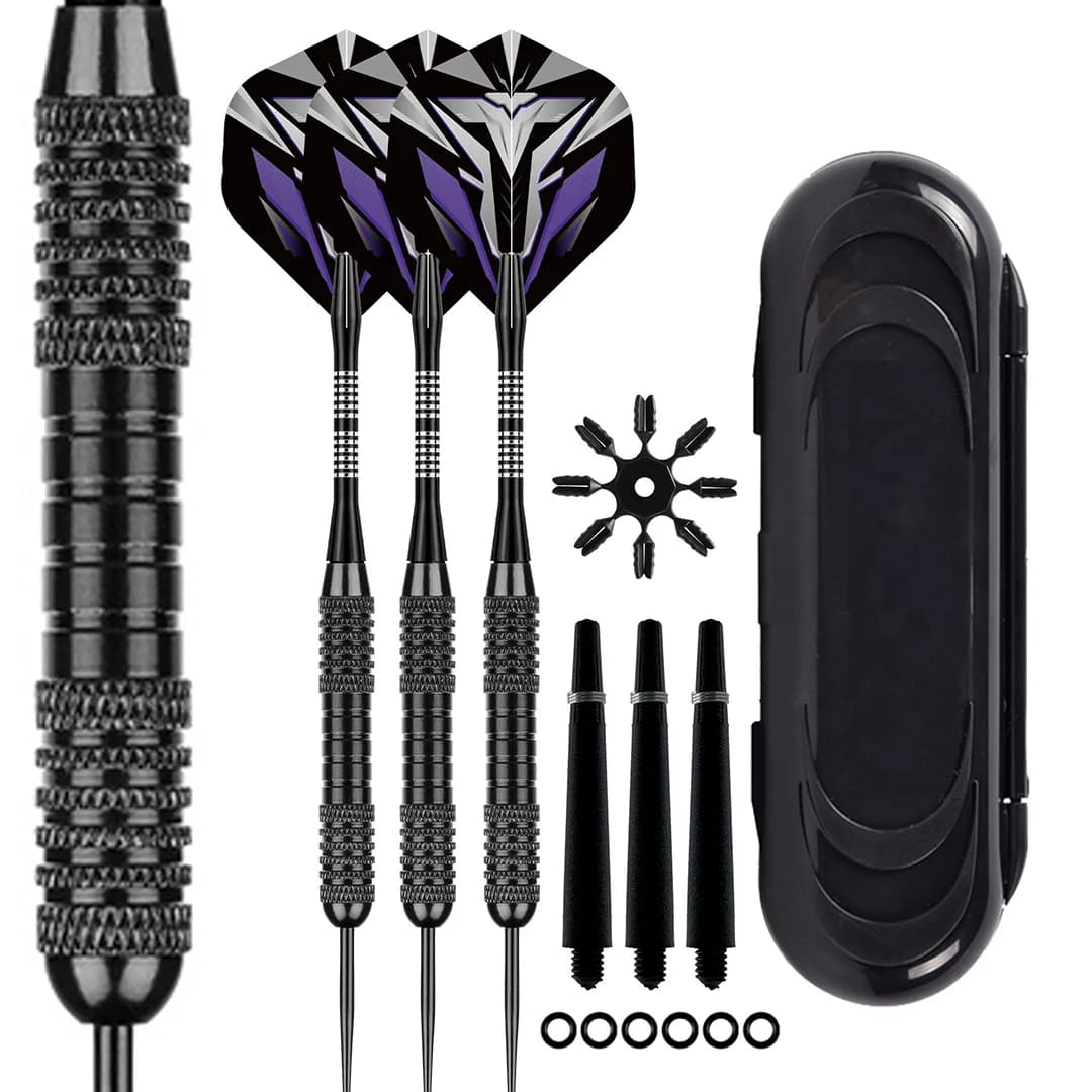 Set di punte in metallo per freccette da 23 g 3 freccette con punta in acciaio per freccette con aste in alluminio premium 6 O-ring in gomma extra 3 alberi in nylon