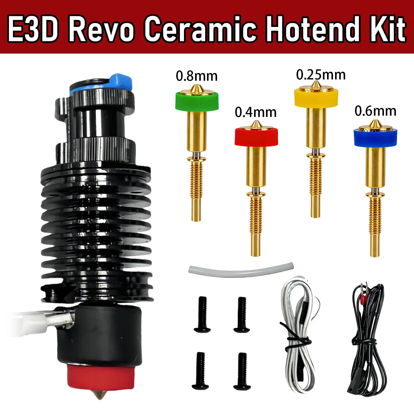 Per E3D Revo Hotend Kit V6 Radiatore Ugello In Ottone Nucleo di Riscaldamento In Ceramica 104Nt Termistore per E3D Revo Parti Della Stampante 3D