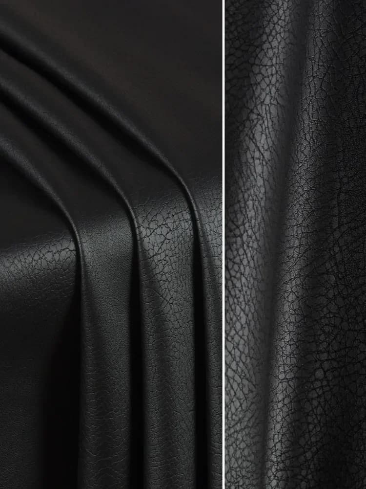 Tessuto in pelle nero scuro opaco morbido impermeabile resistente all'usura borsa per abbigliamento in pelle spessa cintura in tessuto misuratori per cucire fai da te materiale