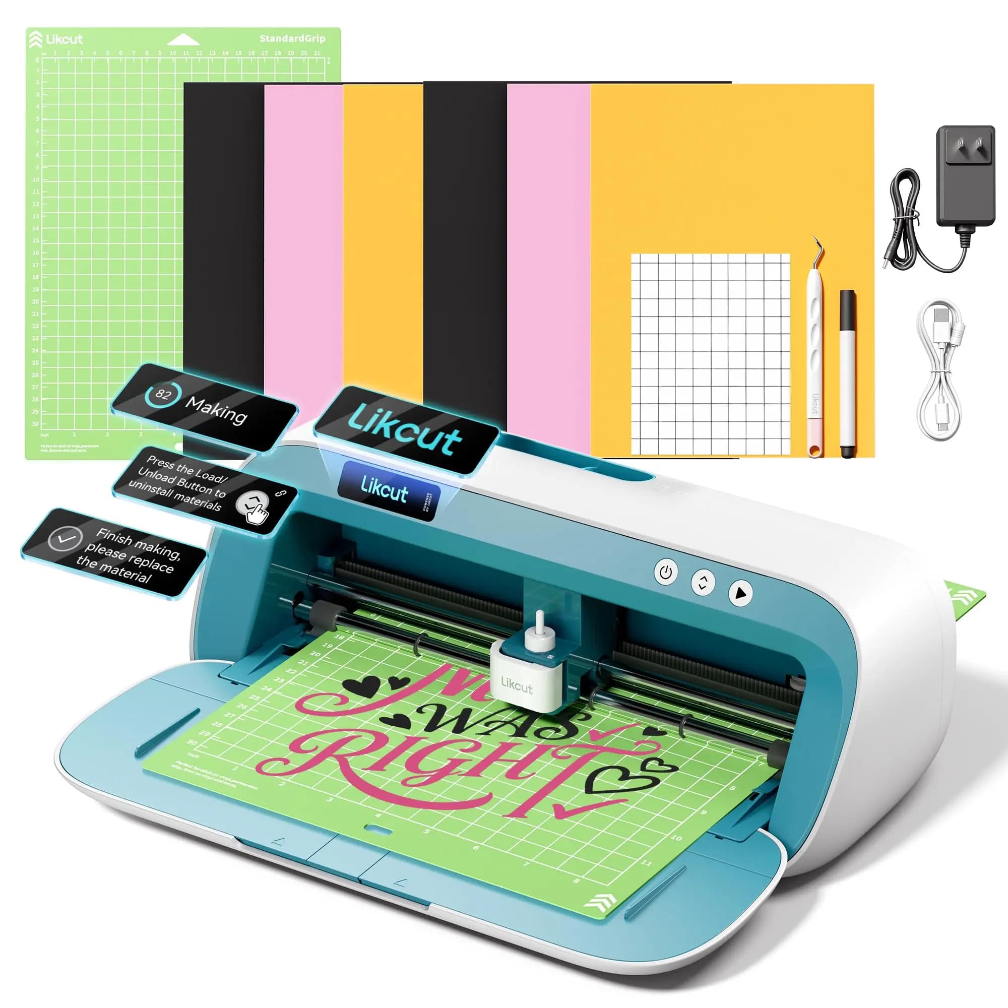 Likcut S41 Vinyl Cutter Plotter with 0.2mm Precision and Dual-mode Connection for Vinyl and Cardstock Cutting