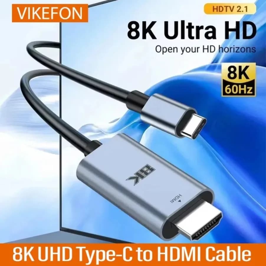 8K 60Hz/4K 120Hz 8K UHD compatible cable from type C to HDMI with perfect for streaming games Support for iPhone 15 Series Mac Pro Switc