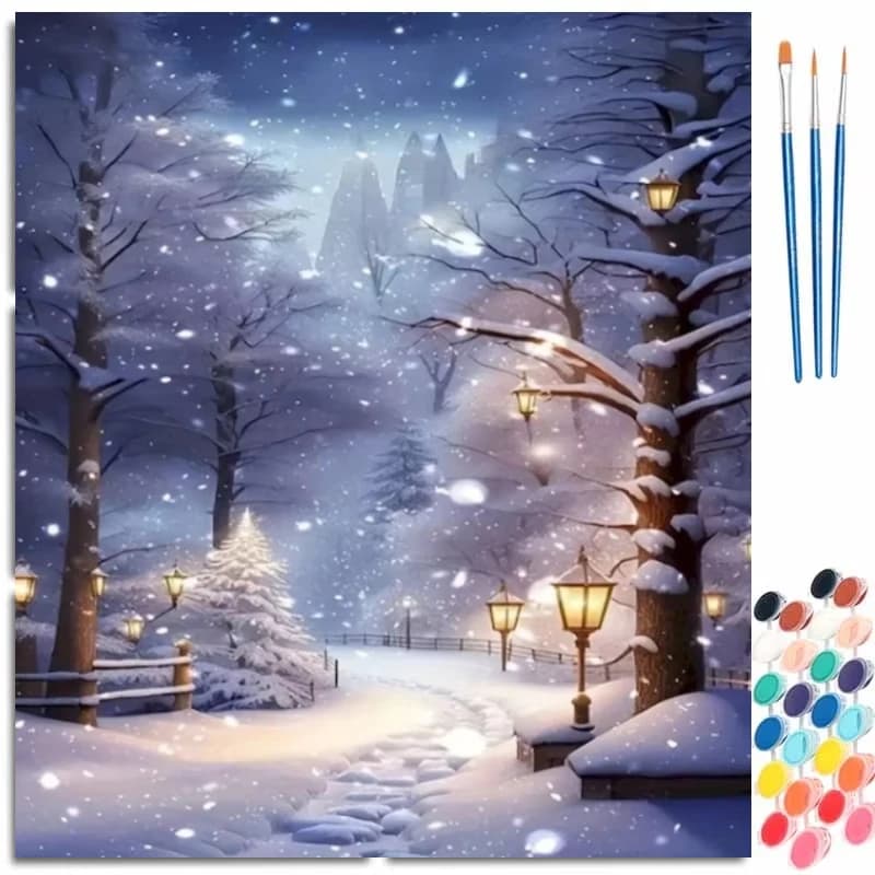 Painting By Numbers Snow Scenery Kit Acrylic Paint on Canvas Modern Wall Art DIY Picture By Number Winer Home Decor Unframed