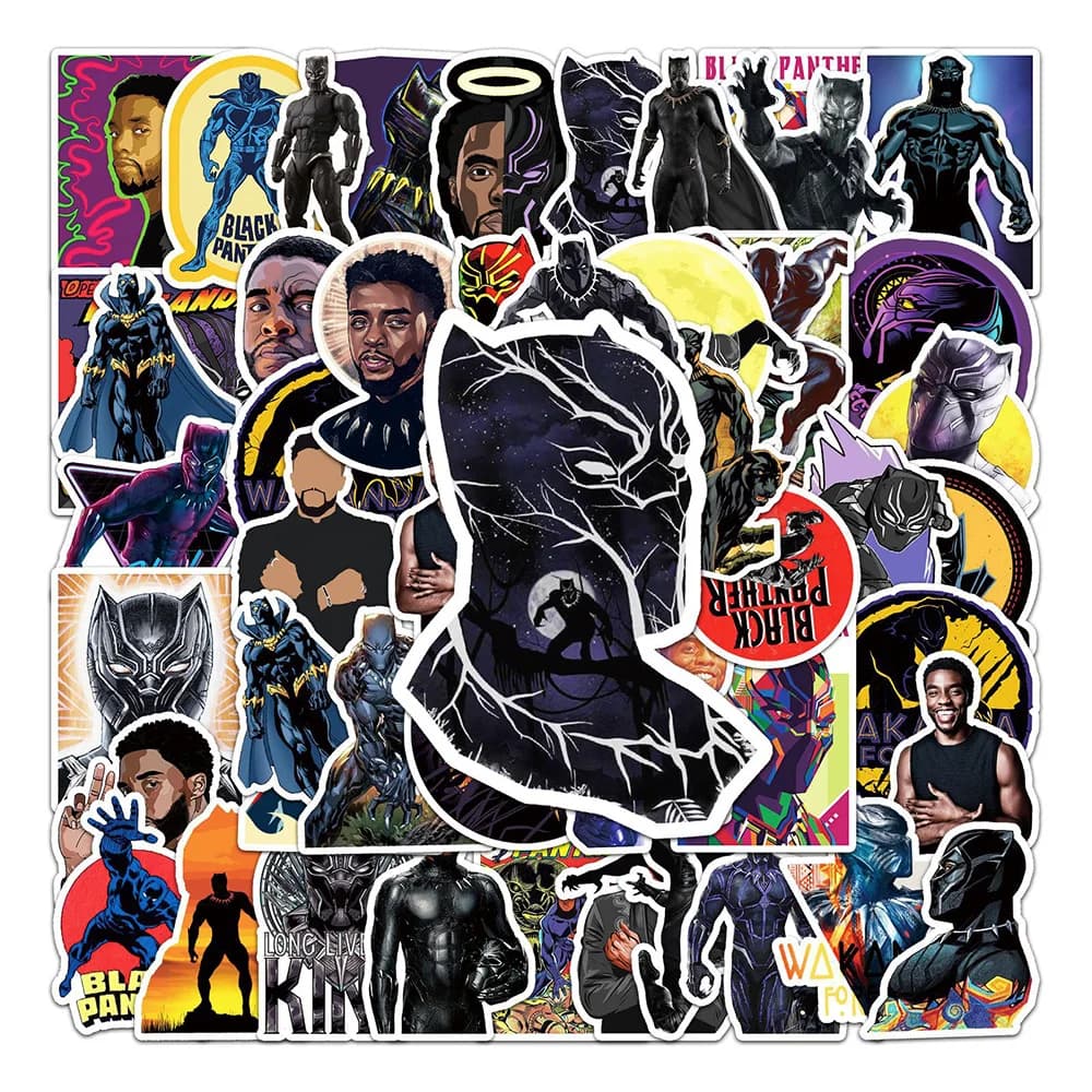 10/30/50 Pezzi Adesivi Marvel Black Panther, Graffiti di Supereroi, Sticker Fai-da-Te per Skateboard, Notebook, Telefono, Vendita all'Ingrosso