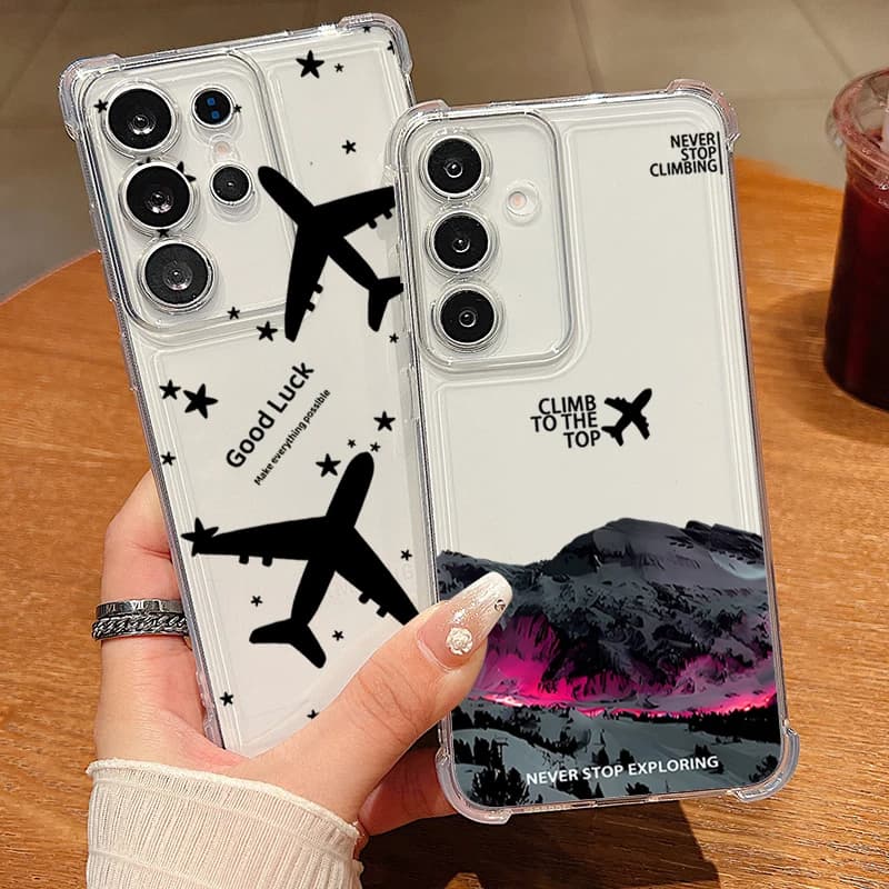 Silicone Mountain Airline cover for Samsung Galaxy S26 S25 S24 S23 Ultra S25 S24 FE A57 A37 A17 A56 A36 A16 A15