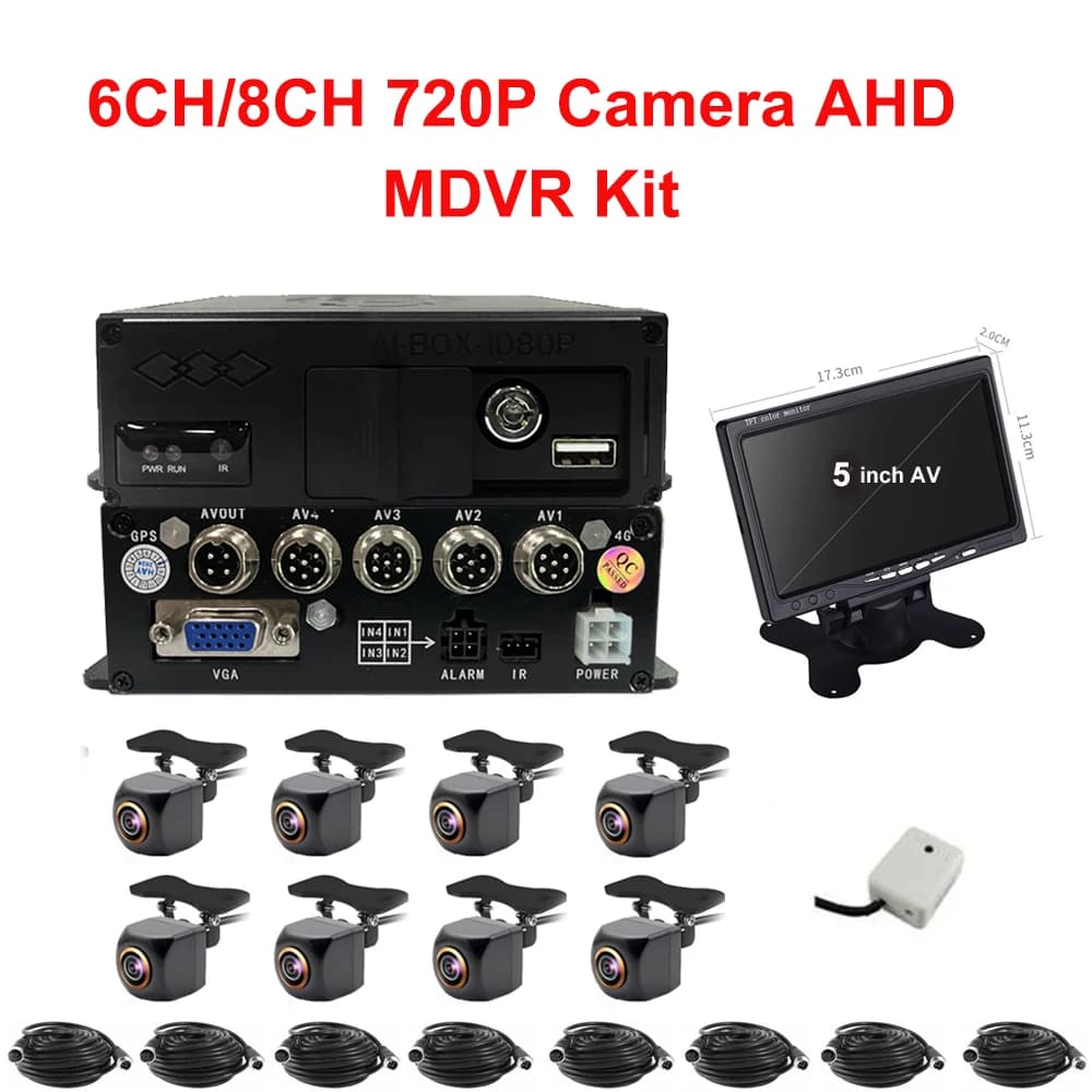 6CH MDVR AHD 720P/1080P Telecamere SD Veicolo mobile DVR per auto Kit videoregistratore Lato posteriore anteriore HD Auto Bus Camion Mini sistema di telecamere