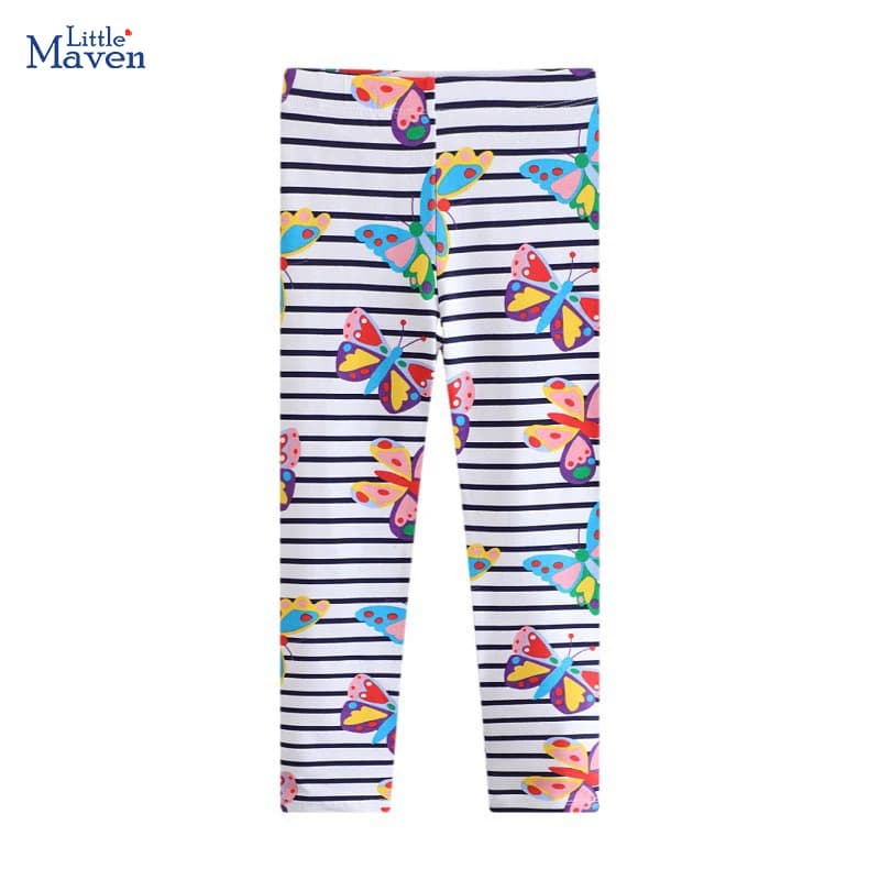 Little maven Moda Neonate Leggings Farfalla Autunno Cotone Coreano Abbigliamento per bambini Pantaloni casual a righe per bambini