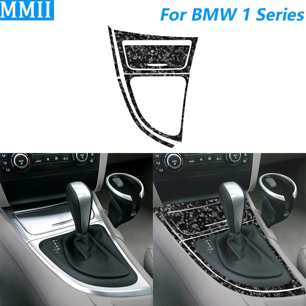 For BMW 1 Series E81 E82 E87 E88 2008-2013 Forged Carbon Fiber Gear Shift Storage Panel Cover Trim Set Car Accessories Sticker