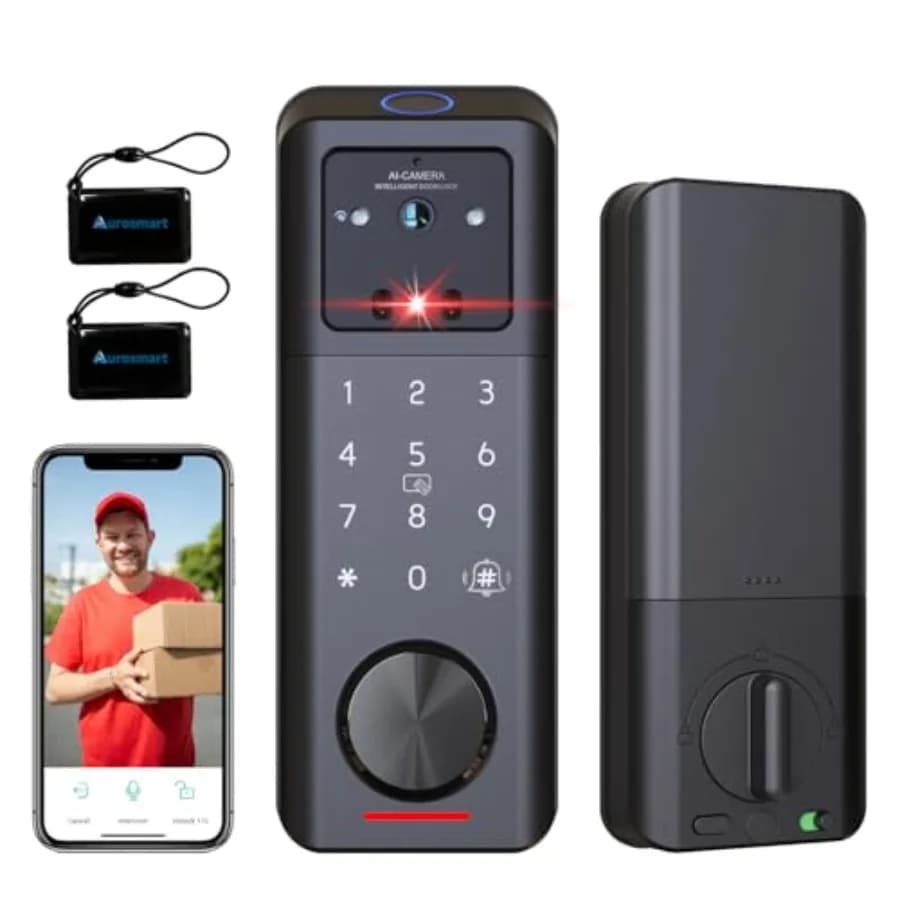 Serratura Intelligente con Riconoscimento Facciale 3D, Telecamera, Lettore di Vene Palmari, Impronta Digitale, Tastierino, Accesso Senza Chiave, Serratura Biometrica per Porta d'Ingresso