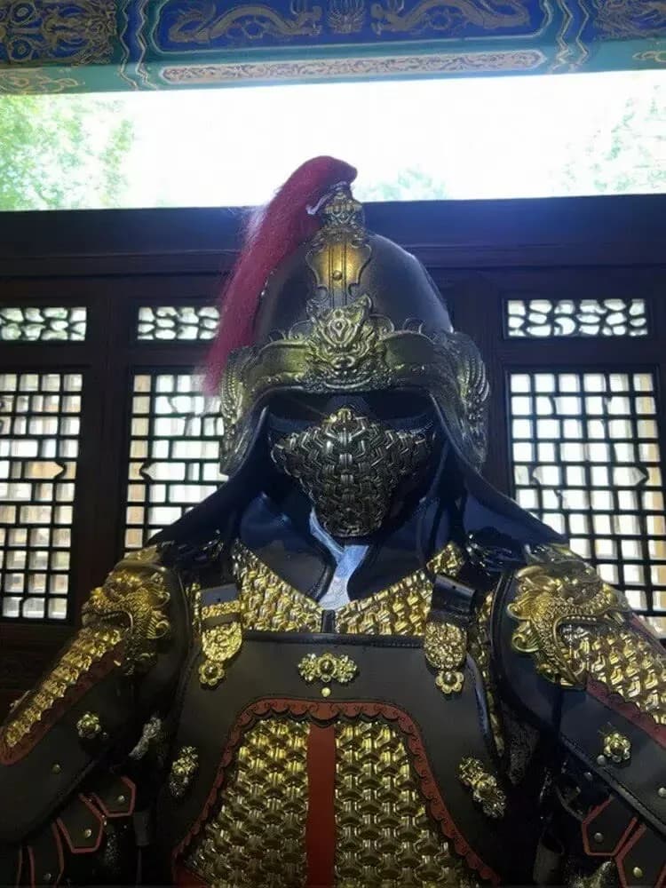 Men's Real Armour Helmet Dynasty Ming Chinese Imitation Metal Armouring Rubber Accessories Cap For Armour Hat
