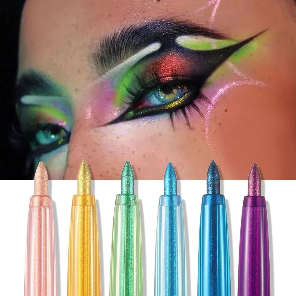 Penna gel per eyeliner effetto camaleonte lucido, a lunga durata, impermeabile, facile da applicare, a prova di sbavature, per il trucco quotidiano.