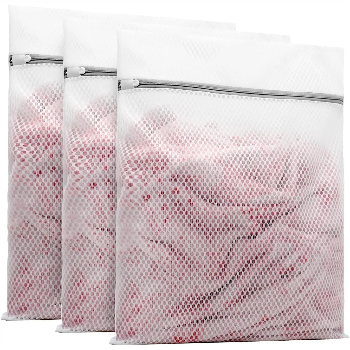 3 Grandi Sacchi a Rete a Nido d'Ape per Bucato Delicato 16x20 Pollici - Rete Resistente