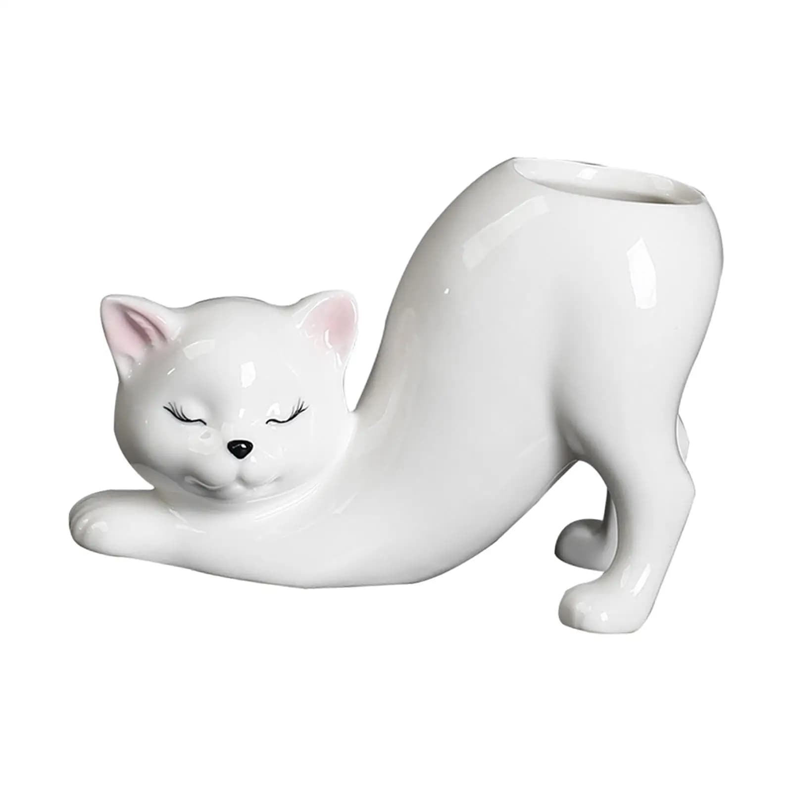 Vaso in Ceramica a Forma di Coda di Gatto per Patio, Stanza o Ornamento da Scrivania