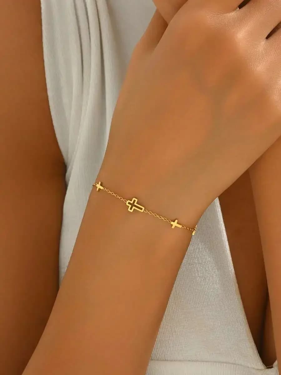 LIEBEIRIS Bracciale minimalista in acciaio inossidabile placcato oro 18 carati, adatto per l'uso quotidiano e come regalo per le donne