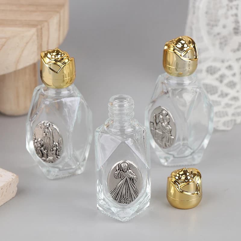 15ml Catholic Holy Water Bottle Golden Christian Virgin Sculpture Bottle Holy Water Bottle