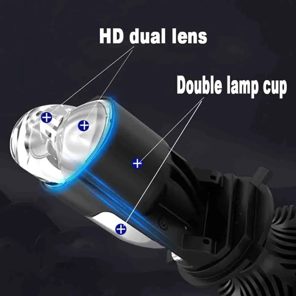 2PCS Auto Lampada Mini Lente LED H4 Lampadine Faro Abbagliante Fascio Basso H4 Proiettore Turbo Ventola 6000K LHD bi Led Doppia Lente LED H4
