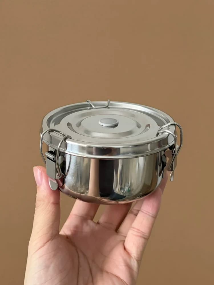Thickened 304 Stainless Steel Steam Rice Bowl with Cover Kitchen Freezer Freshness Preservation Lunch Box Home Use