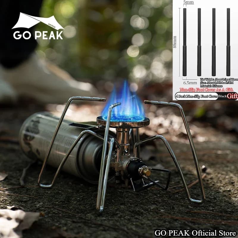 GOPEAK Spider Stove Black Spider Fornello Pieghevole da Campeggio, Stoviglie da Campeggio, Utensili da Cucina da Campeggio, Fornello per Barbecue da Campeggio, Fornello a Gas