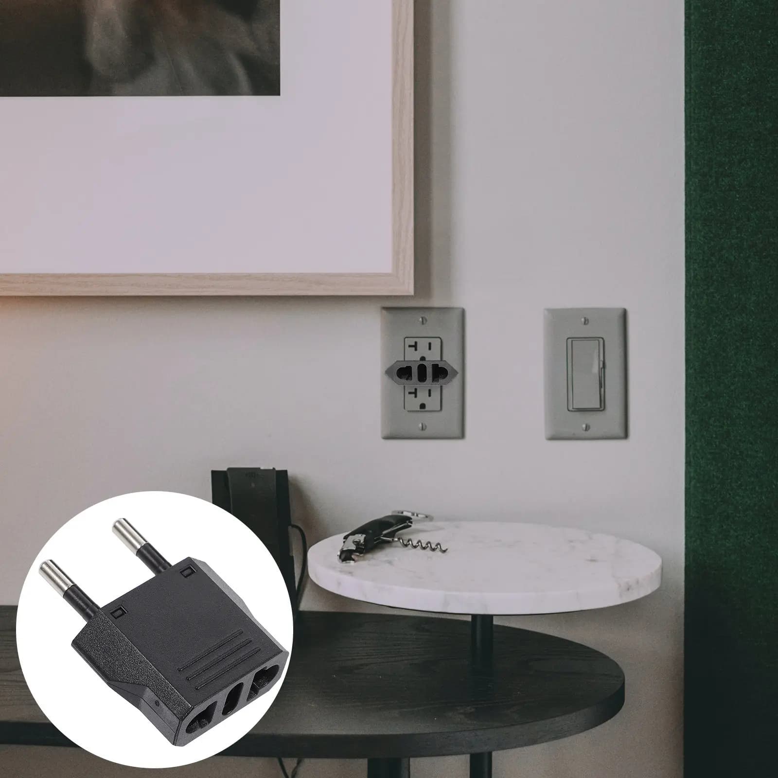 Set di 6 Adattatori per Prese Europee, Convertitore di Presa da Viaggio per Dispositivi USA a Prese EU, Adattatore Portatile Leggero 125-250V