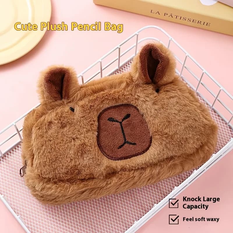 A box for capibara, plush case, large capacity stationery box, makeup brush bag, storage for various office items, pens