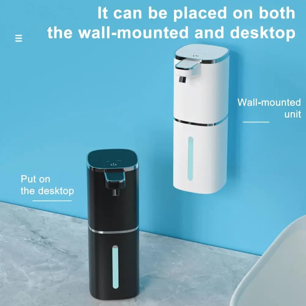 Dispenser automatico di sapone intelligente a infrarossi da 400 ml, grande capacità, senza contatto, da appoggio o da parete, con 4 livelli di regolazione per schiuma/gel.