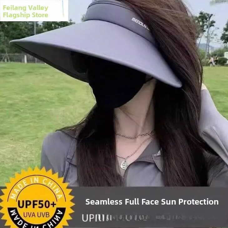Cappello da donna con protezione UV UPF50, tesa larga, in seta ghiaccio, parasole a visiera aperta per l'estate, nuoto, fitness, yoga, accessori per fan