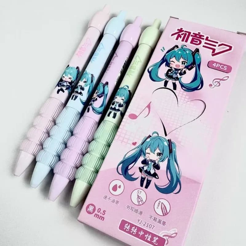 Nuova Penna Gel Creativa Hatsune Miku Edizione Limitata, Penna a Pressione con Design Animato, Carina e Kawaii, Scrittura Fluida 0.5mm, Penna per Studenti, Vendita all'Ingrosso