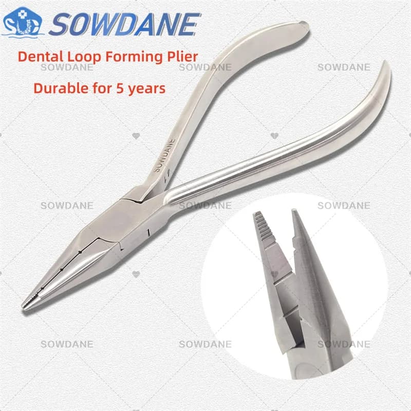 Pinza ortodontica dentale per piegare e chiudere sui passanti sui cavi più leggeri Scanalature Anello che forma la pinza piegata Strumento per forma di anello in tweed
