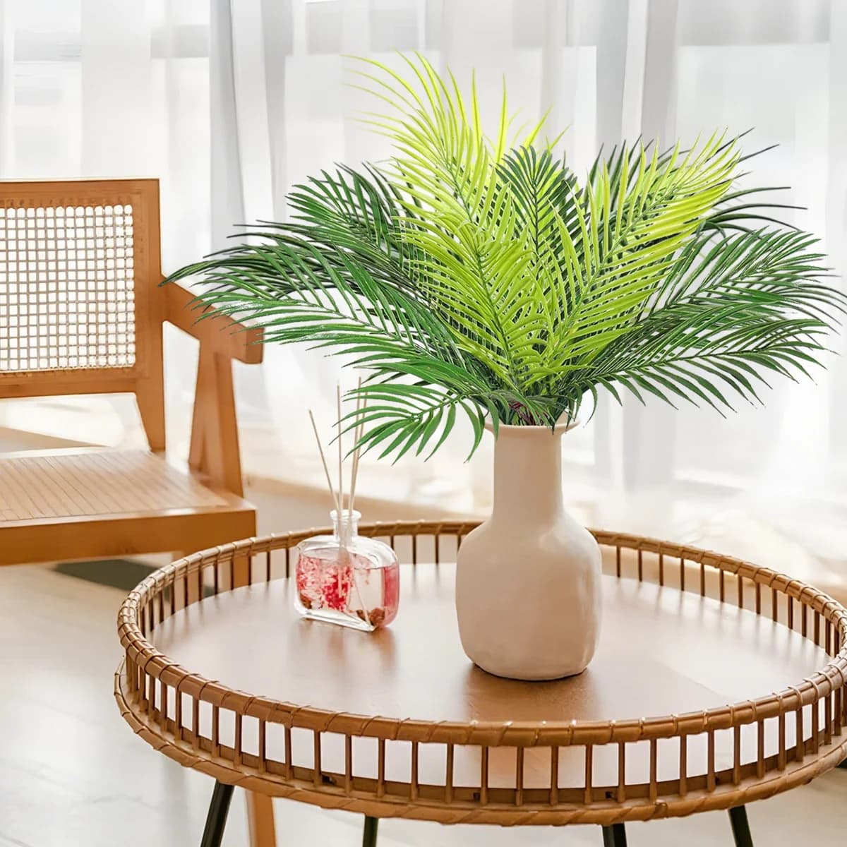 1 Pezzo di Ramo di Palma Artificiale Tropicale con 9 Foglie da 50cm, Decorazione per Casa, Stanza, Giardino, Ufficio, Fai-da-Te, Matrimonio, Festa a Tema Giungla