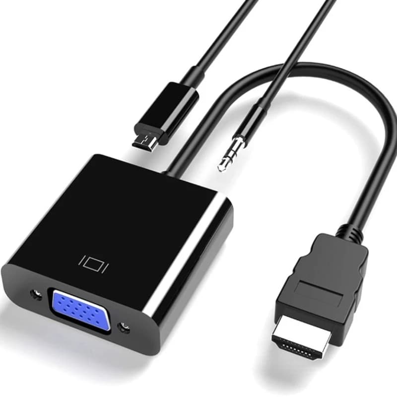 HDMI To VGA Adapter 1080P Converter with 3.5mm Audio Jack and Android Interface Power Supply for HDMI Laptop PC PS4 Xbox & More