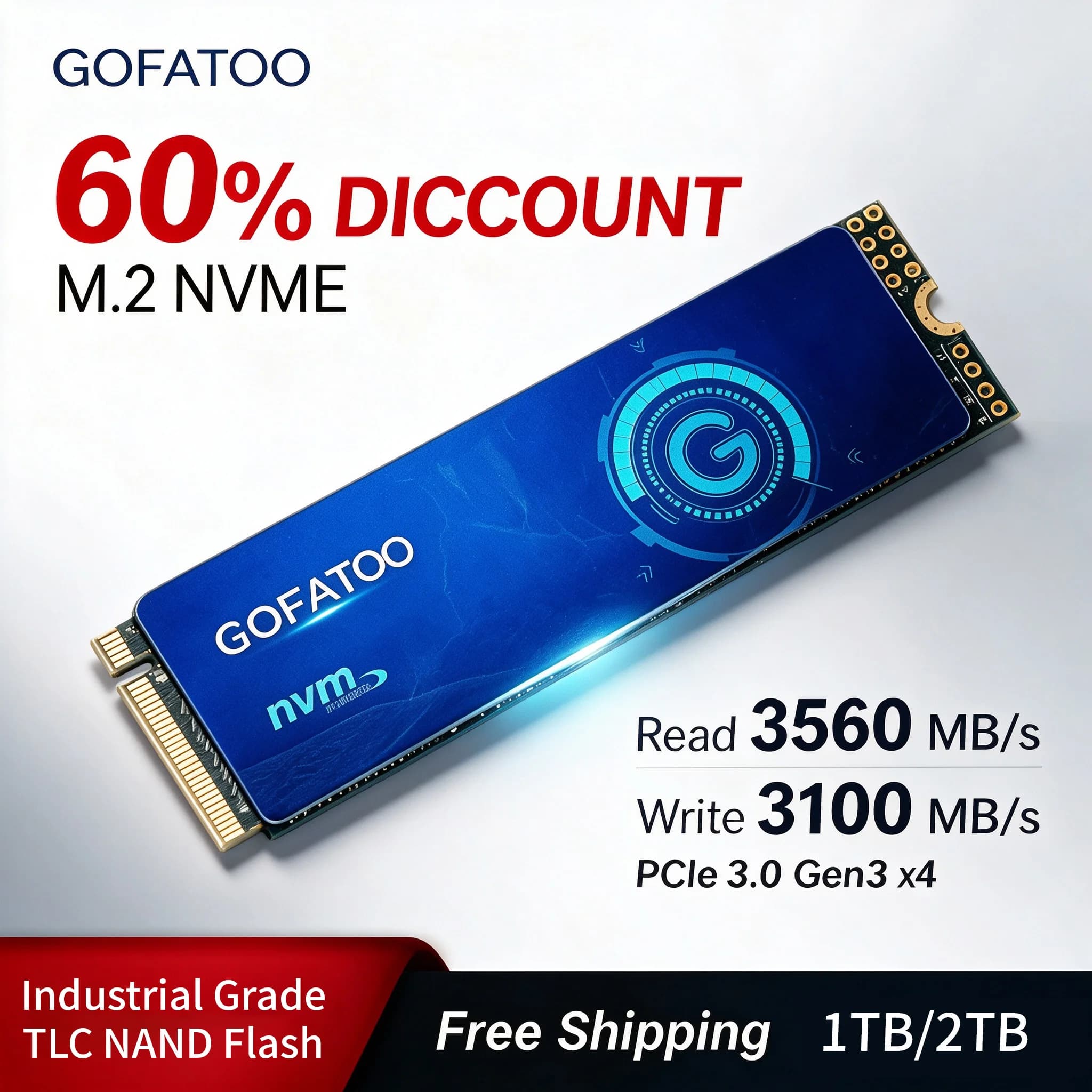 GOFATOO M.2 NVMe SSD drive 2280 PCIe 3.0 x4 Internal Solid State Drive 256GB 512GB 1TB 2TB For Laptop Desktop PC Game Console