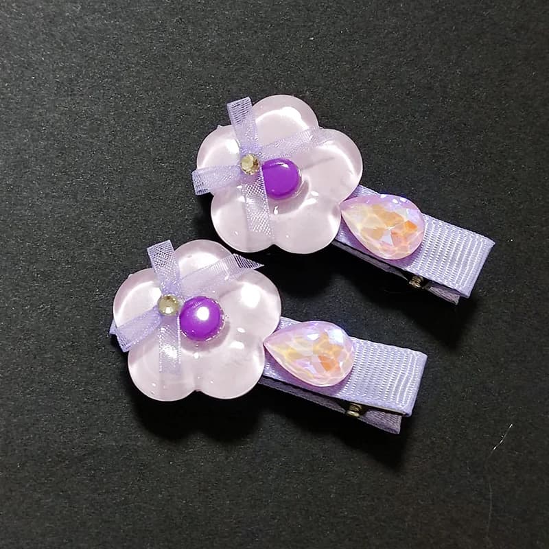 2 fermagli per capelli con strass viola, eleganti fermagli per capelli a forma di fiore, per bambini, fermagli per capelli da donna, accessori per capelli in stile coreano