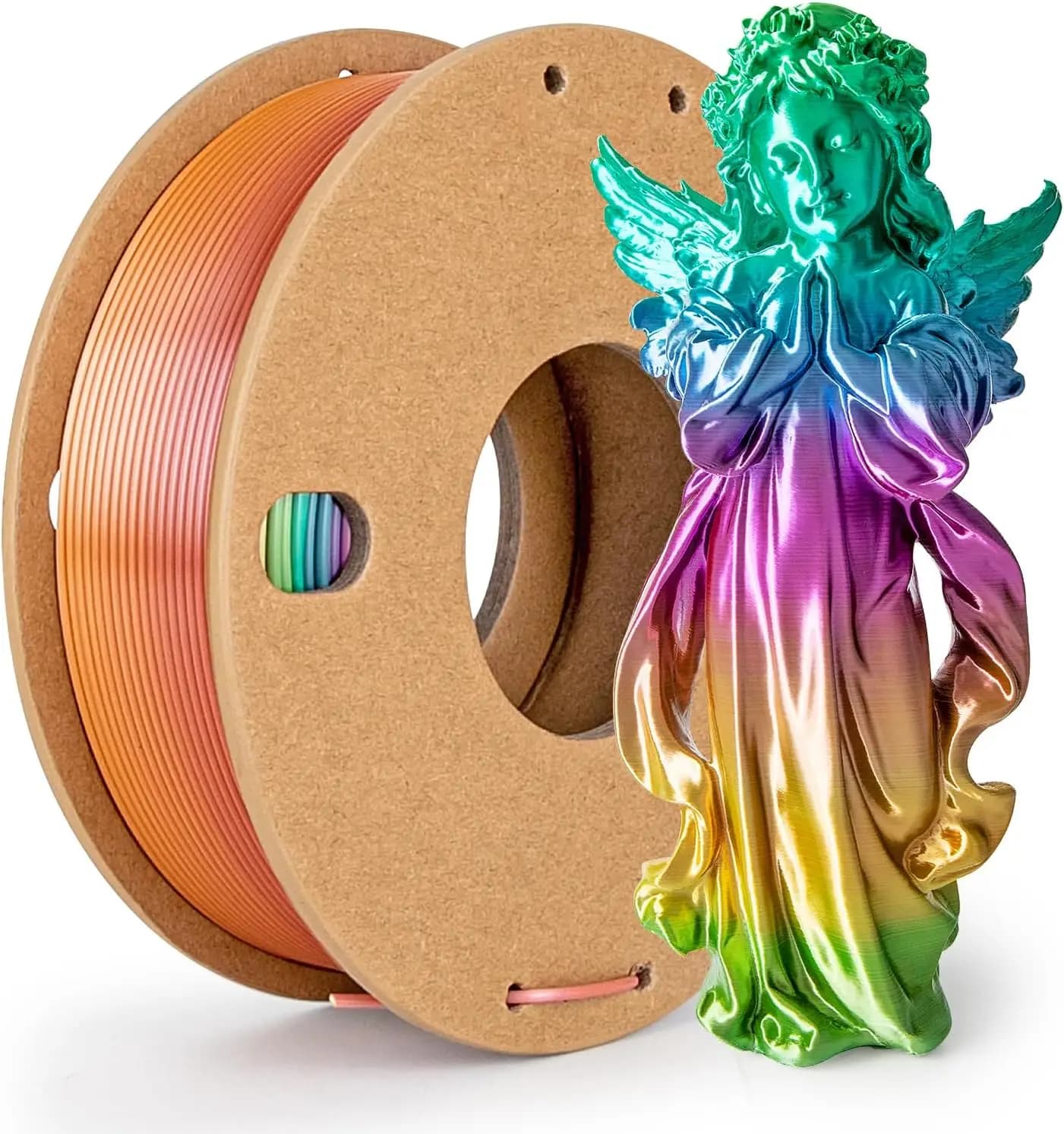 Rainbow Silk PLA Filament 1.75mm 250g, Fast Color Changing Shiny Gradient 3D Printer Filament, High Gloss Multi-Color for Articulated Toys & Crafts