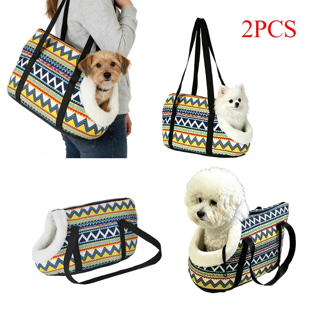 Padded Dog Carrier Bag for Small Dogs Cats Winter Windproof Portable Puppy Print Warm Cozy Backpack Chihuahua Teddy Pet Supplies