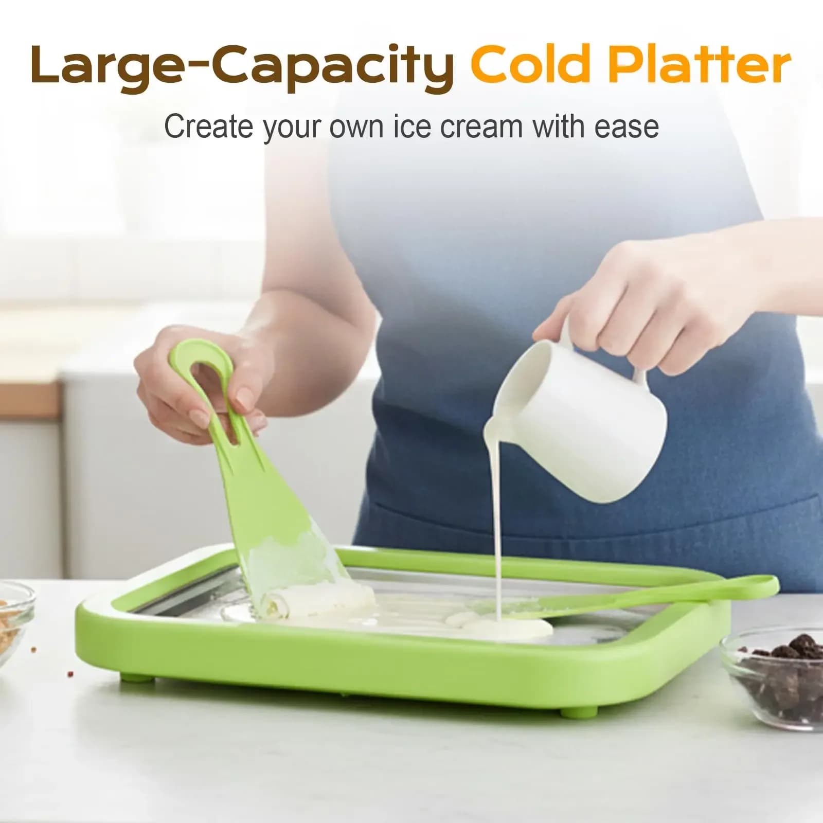 Macchina per Gelato Domestica con 1 Spatola, Gelatiera Istantanea per Gelato Arrotolato, Macchina Fai-da-Te per Sorbetto e Yogurt Gelato, Macchina per Frullati Ghiacciati