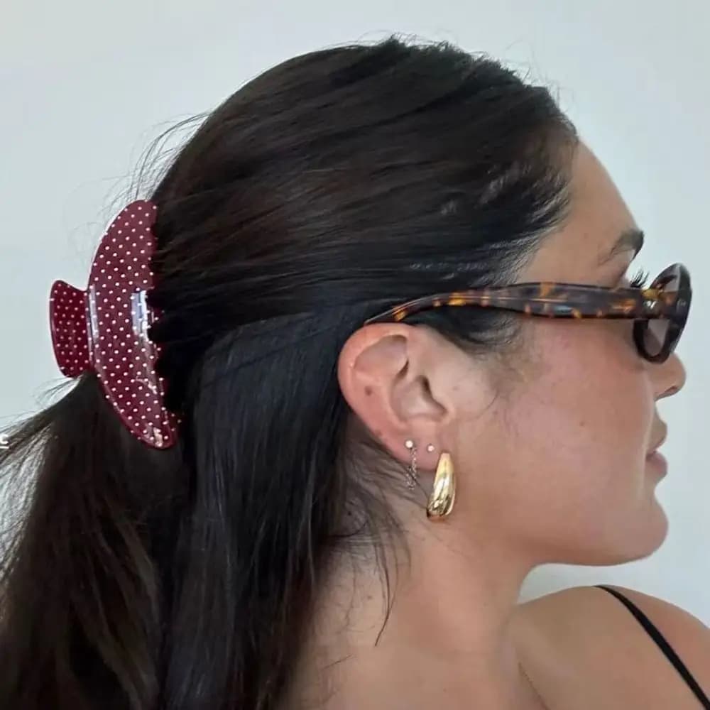 Personalized Hairpin Acetic Acid Hair Claw Large Colorful Acetate Shark Clip Geometry Retro Polka Dot Hair Clip Girls