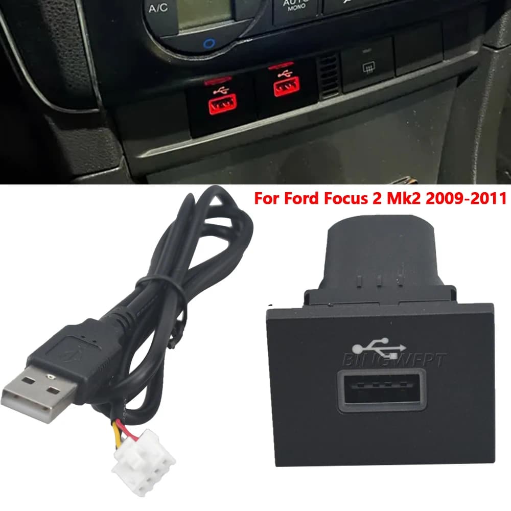 Per Ford Focus 2 Mk2 2009-2011 Auto Nero/Argento Adattatore di Ingresso USB Audio Radio u-disk flash Presa Cavo di Interfaccia Accessori