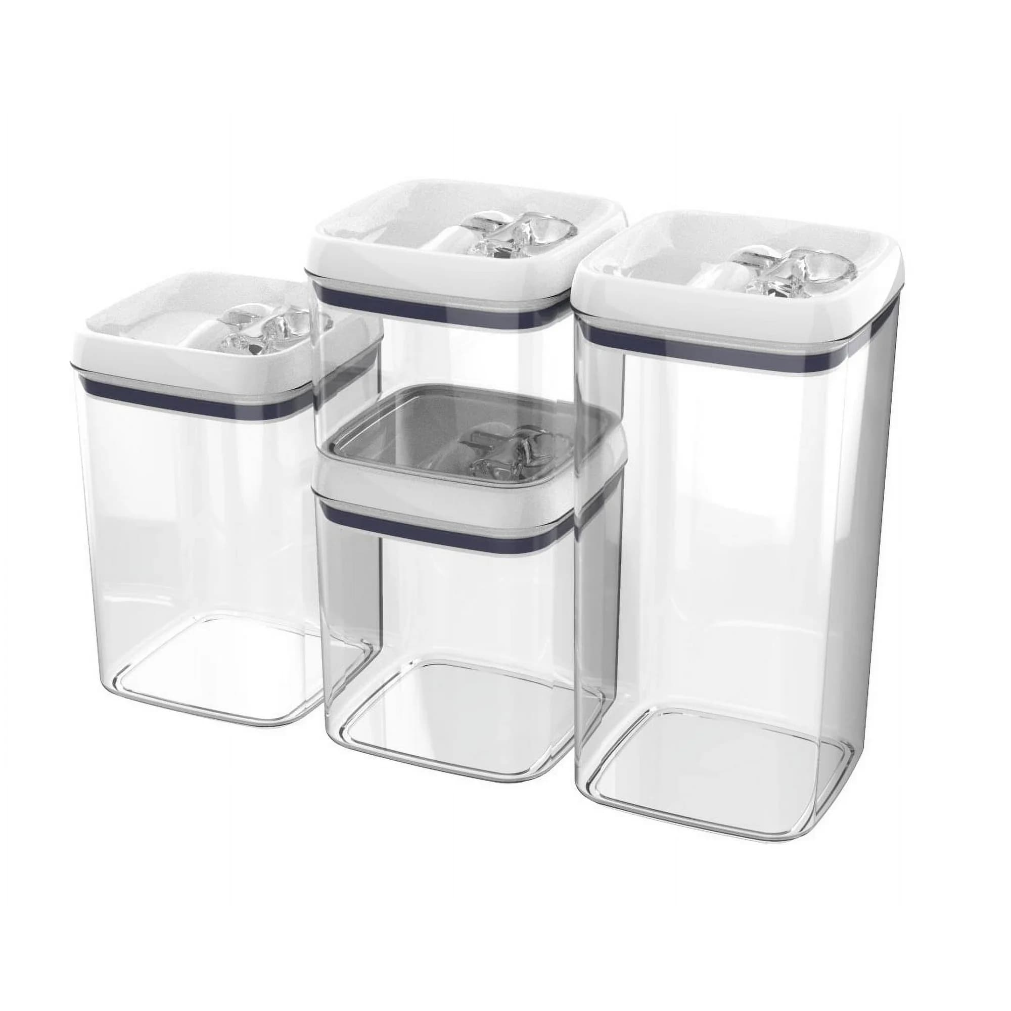 Set di 4 Contenitori Quadrati Flip-Tite per Alimenti – Ermetici e Anti-Perdita per Cucina, Dispensa, Preparazione Pasti, Organizzazione