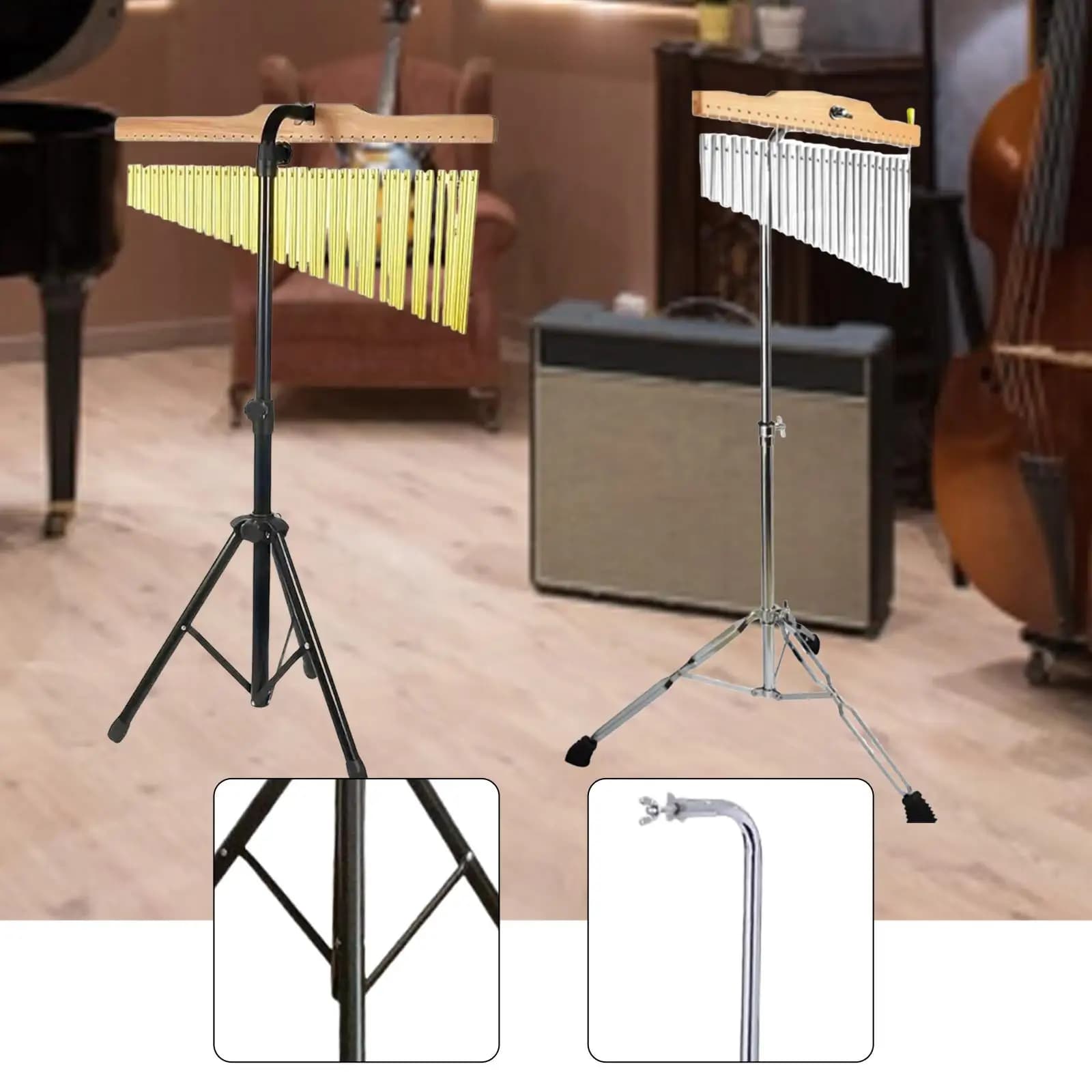 Bar Chimes Tripod Stand Metal Anti Slip Stable Sturdy Percussion Music Instrument Accessory Wind Chime Mounting Stand for Stage