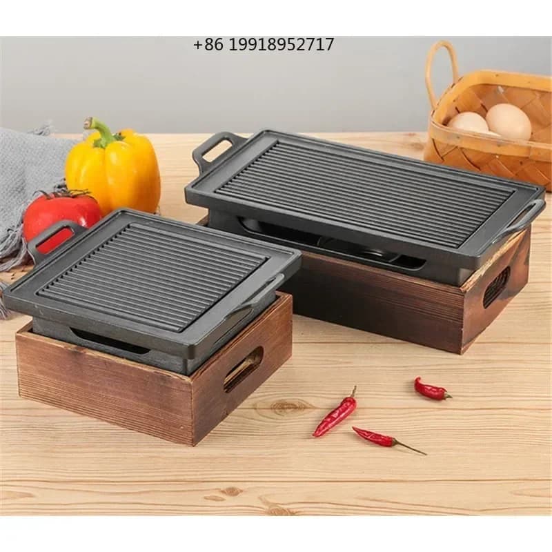 Smokeless Portable BBQ Grill Korean Japanese Barbecue Grill Charcoal BBQ Oven Alcohol Stove Non-stick korean bbq table JJ6