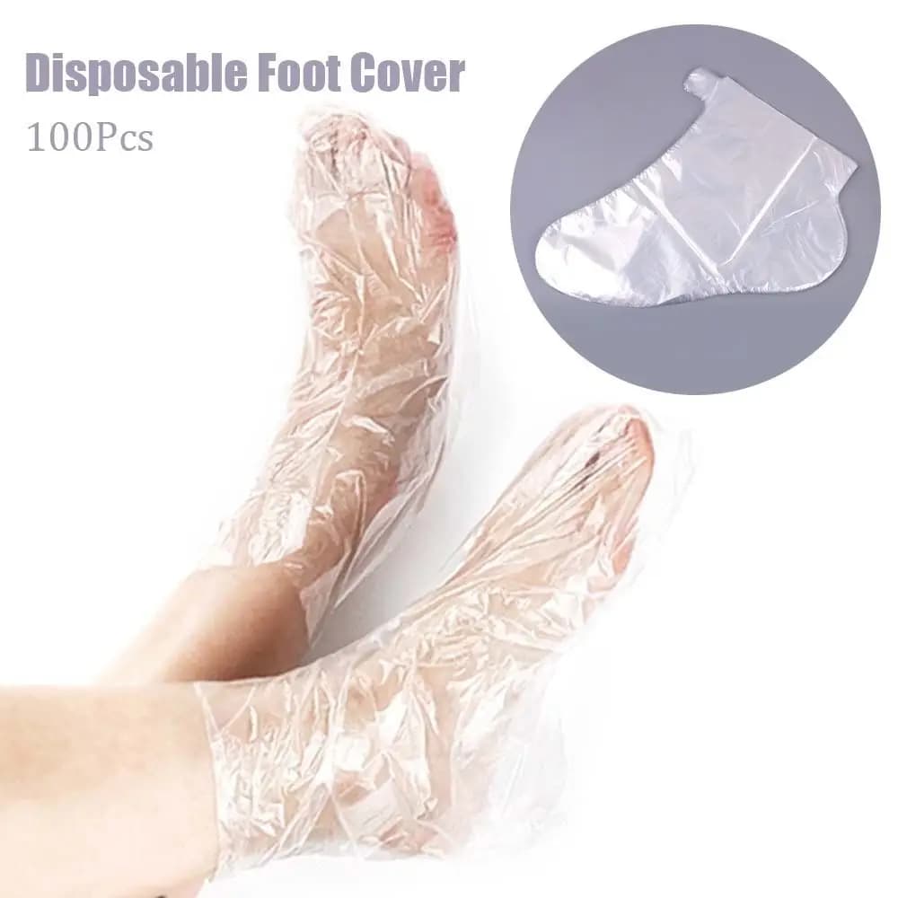 Copripiedi usa e getta da 100 pezzi copriscarpe trasparenti per il trattamento della cera per i piedi copriscarpe con pellicola per maschera per i piedi