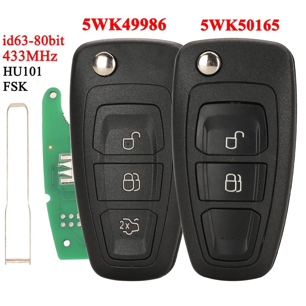 Jingyuqin Chiave A Distanza Per Auto 4D63 FSK 433Mhz Per Ford C-Max Focus Galaxy Ranger Mondeo S-Max HU101 2/3 BT 5WK50165/5WK49986
