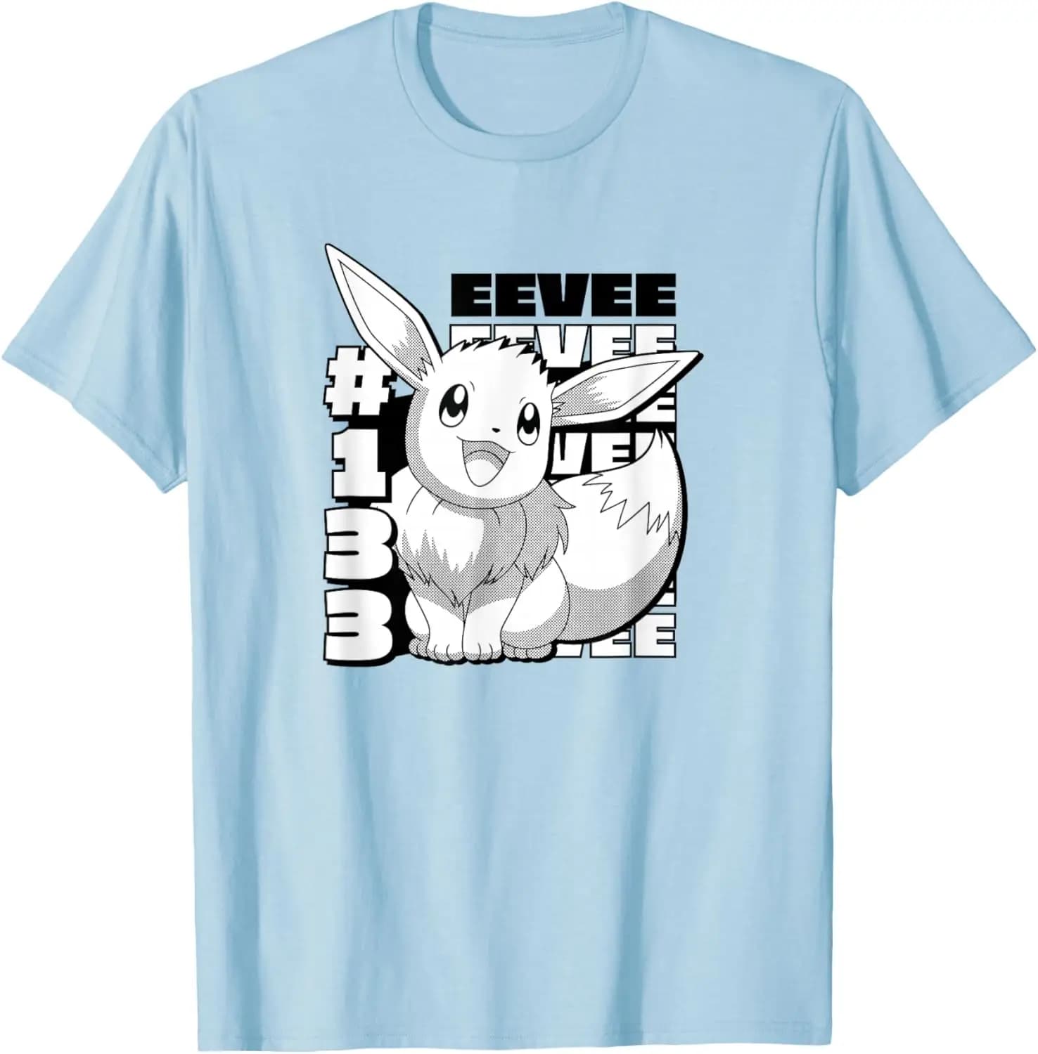 Pokemon Eevee Panel T-Shirt Unisex-Adults Fashion Casual Anime Short Sleeve S-6XL