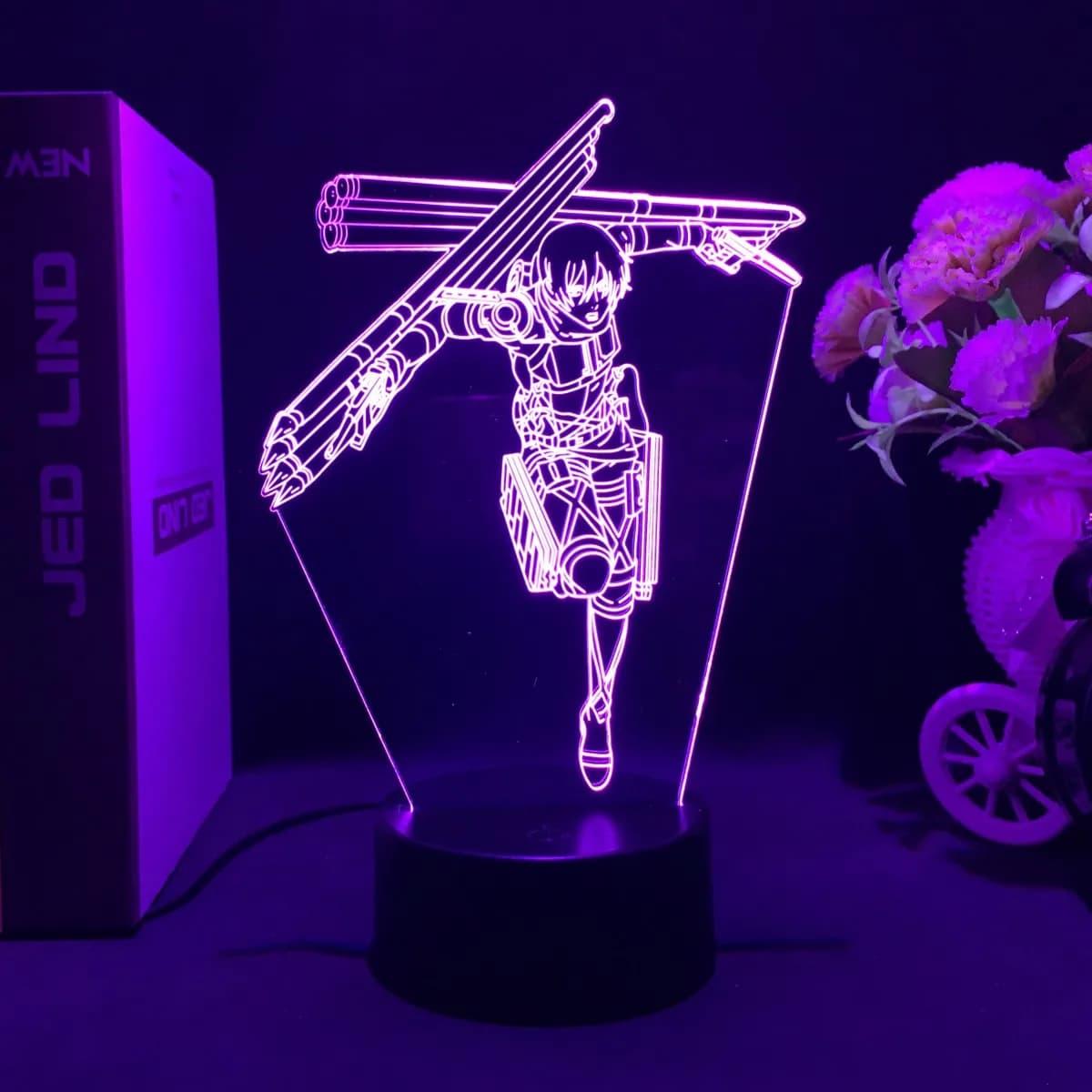 Anime 3D Lampada Attacco su Titano Acrilico Supporto Luminoso Mikasa Ackerman Eren Yeager Action Figure Per I Bambini Regali Per Bambini