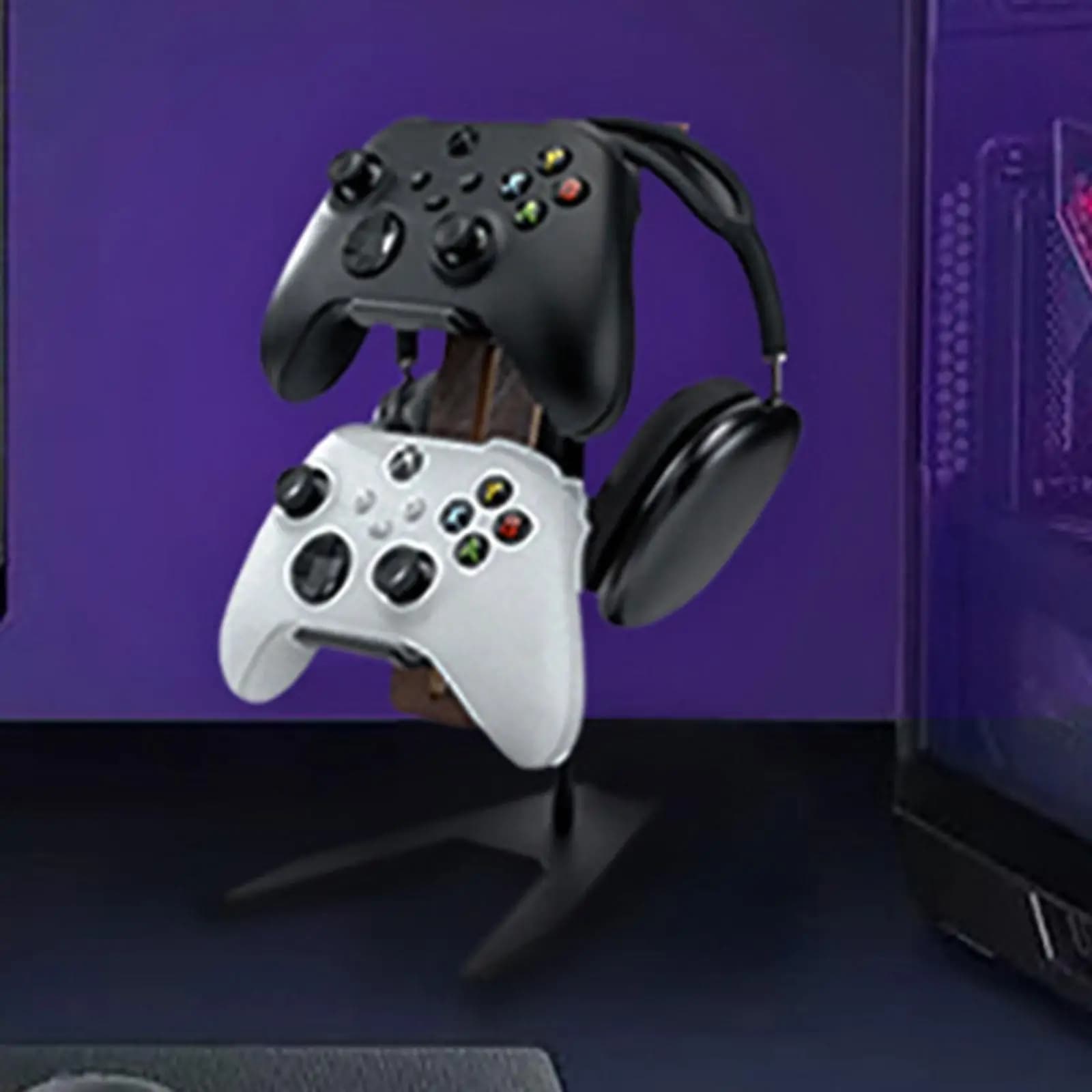Rack per controller di gioco in legno Regalo di anniversario Accessori da gioco a 2 livelli Decorazioni per la stanza da tavolo Supporto per cuffie Organizzatore di archiviazione Supporto per cuffie