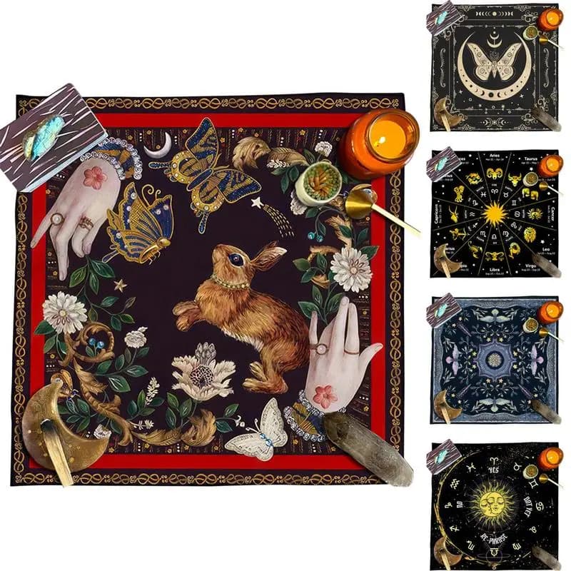 Altare tarocchi carta panno quadrato tarocchi tovaglia con fase lunare modello farfalla strega divinazione accessori decorazione rituale puntelli