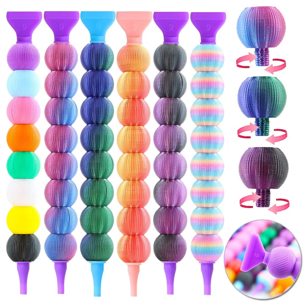 Penna per pittura con diamanti con stampa 3D con punta filettata in plastica multifunzionale - Design ergonomico per progetti di nail art, artigianato e fai da te