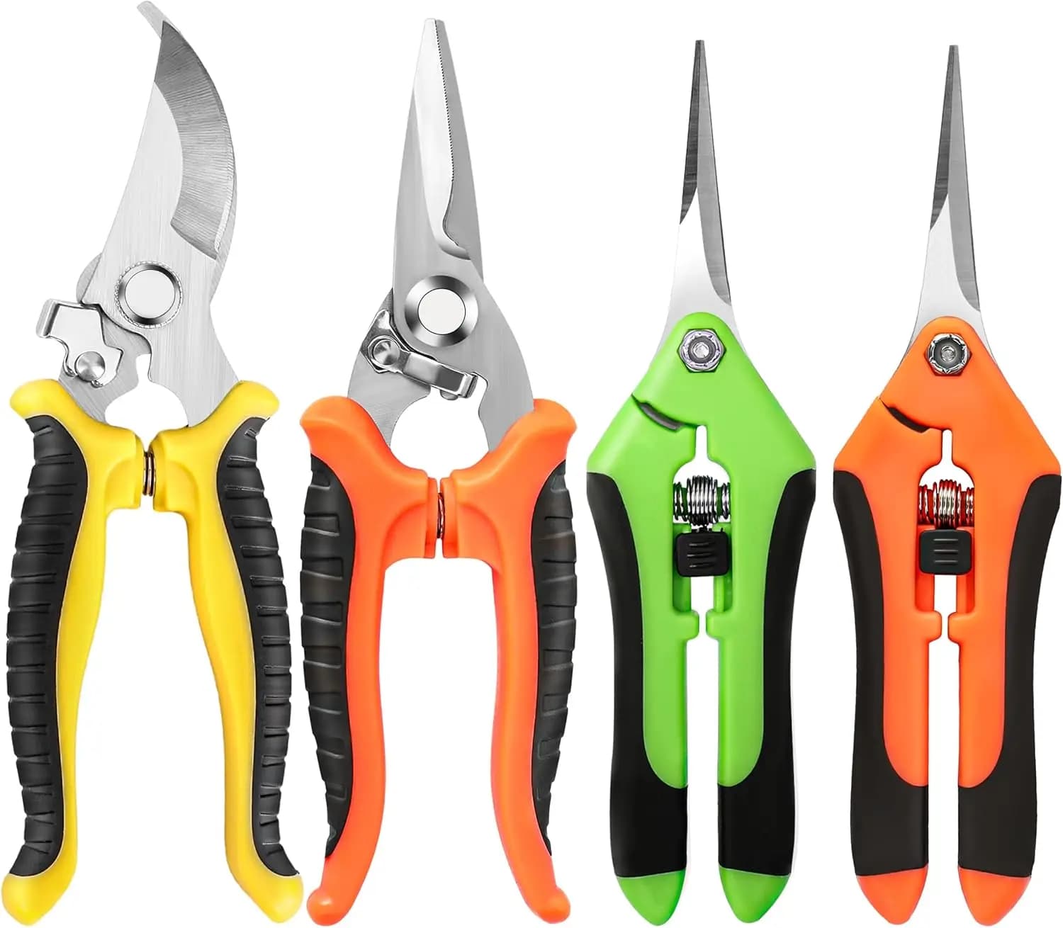 4 Pack Garden Pruning Shears, Stainless Steel Garden Shears, Gardening Shears, Garden Scissors, Clippers, Pruning Snips, Pruning