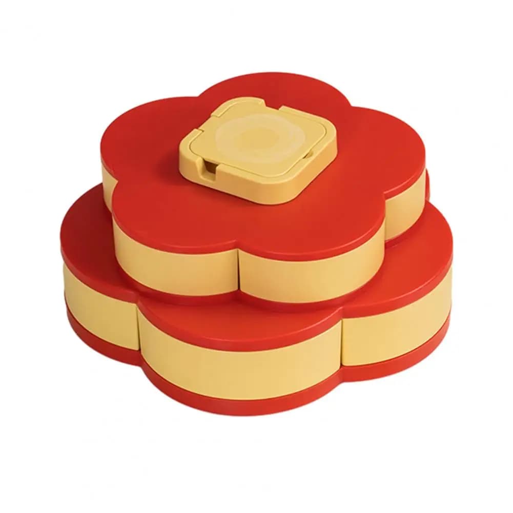 Scatola Girevole per Snack a Uno/Due Livelli, Vassoio Rotante per Caramelle, Contenitore Diviso per Noci, Piatto Girevole per Frutta Secca, Regalo di Nozze, Organizzatore per la Casa