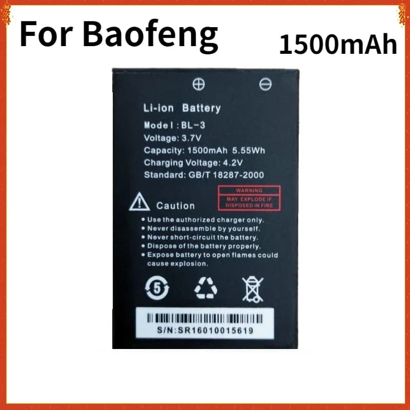 Per Baofeng Radio Walkie Talkie UV-3R Batteria 1500mAh per BF-UV3R Accessori per radio bidirezionale Radio UV 3R Batteria extra Modello BL-3