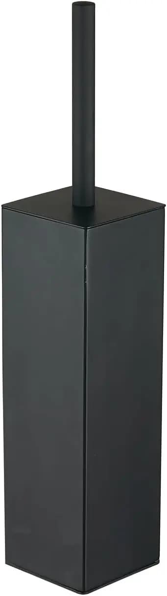 Set Spazzola per WC Quadrata in Acciaio Inox Nero Opaco con Supporto, Set Moderno 304 – Resistente alla Ruggine